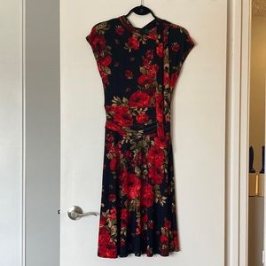 Retrolicious Floral Cap-Sleeve Fit & Flare Dress